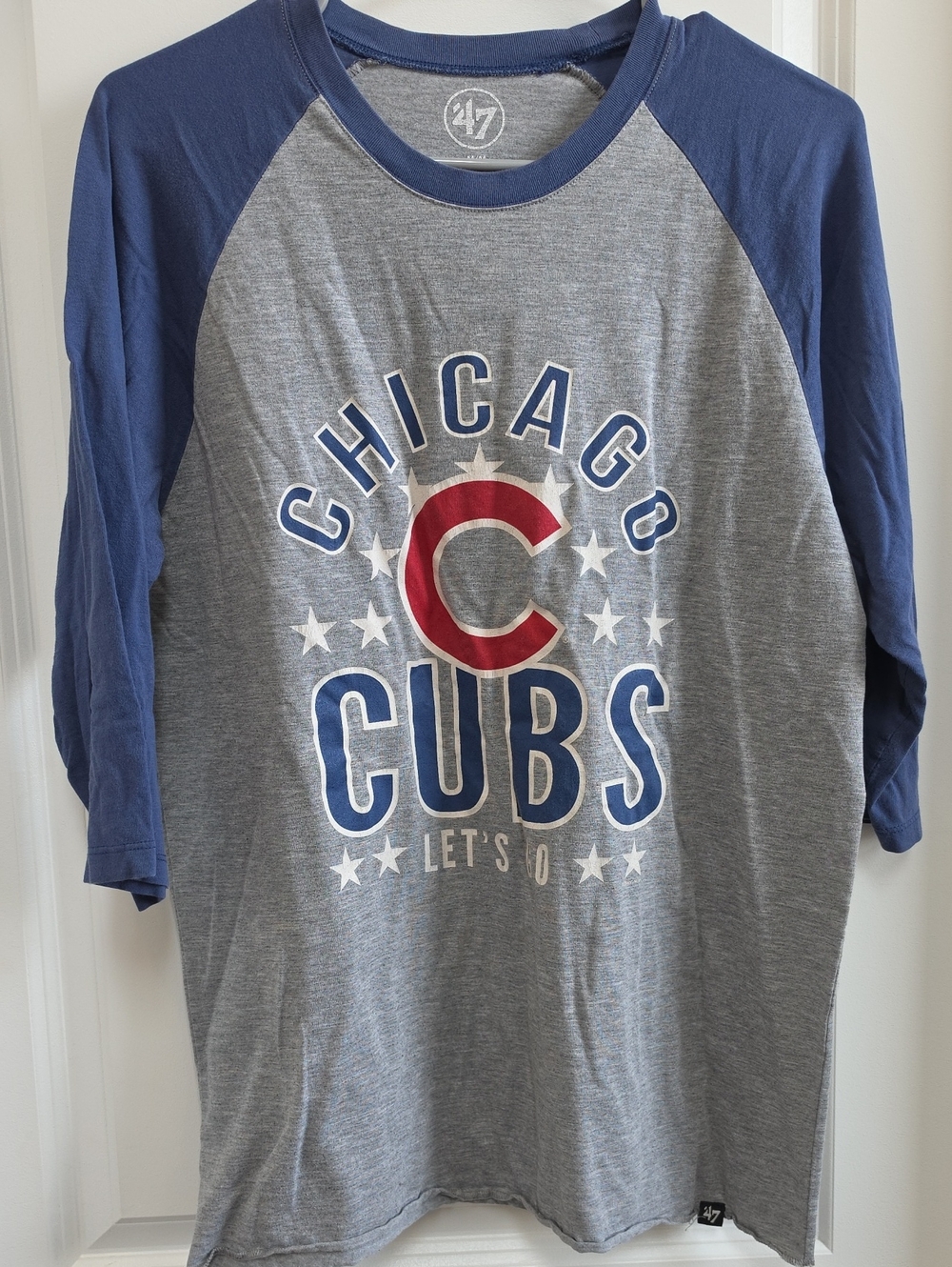 Chicago Cubs Women's Raglan Long Sleeve Tee - Grey/Blue